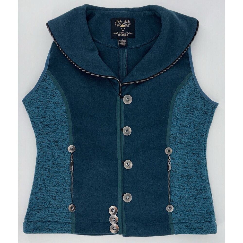 Women's Blue Vest with Button Detail